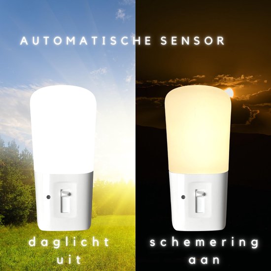 Fienosa Nachtlampje Stopcontact met Dag & Nacht Sensor – Dimbaar Warm Wit Licht – Voor Kinderkamer, Baby & Volwassenen