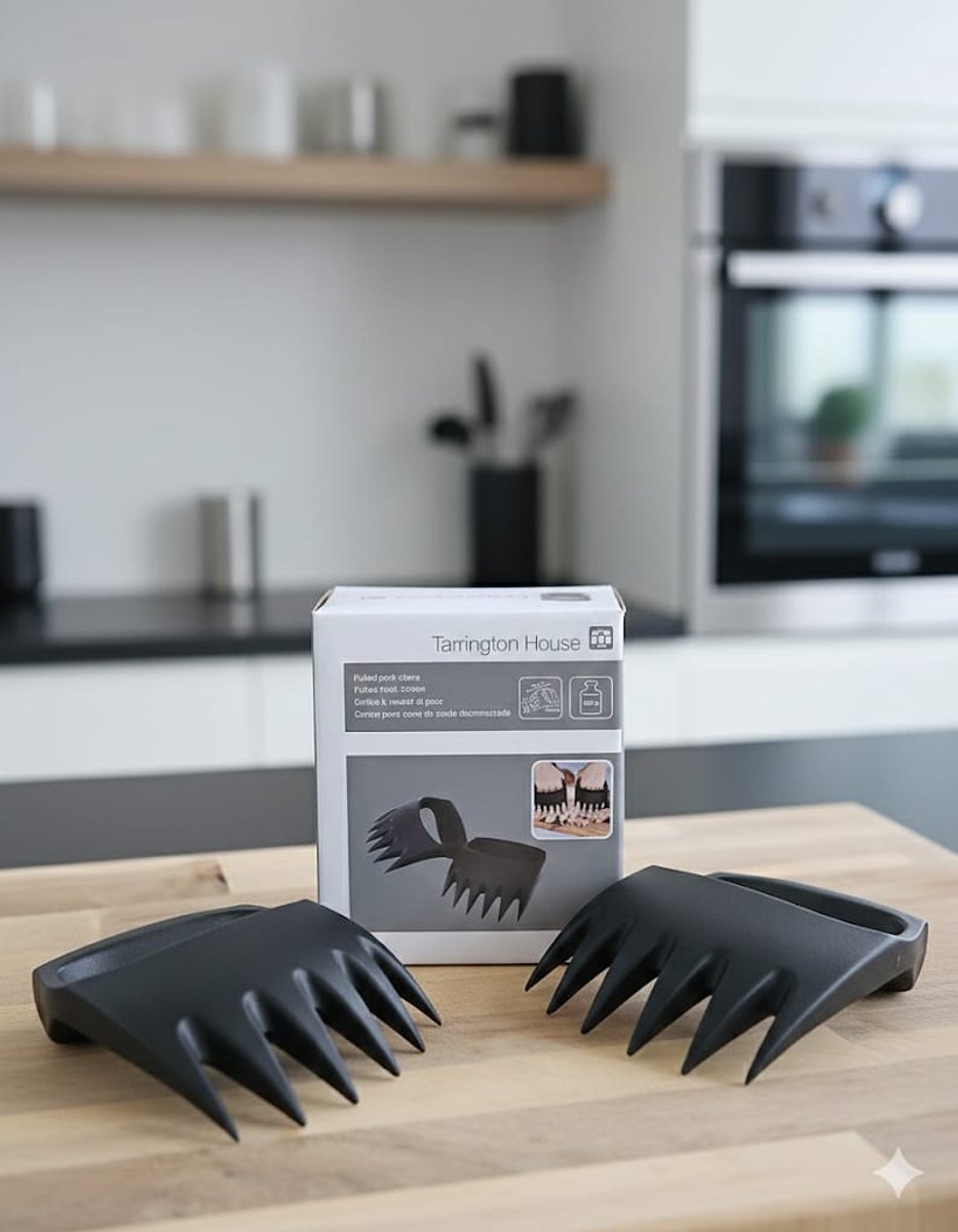 BBQ Pulled Pork Klauwen Set – Premium Meat Shredder – Hittebestendig Kunststof – Voor Vlees, Kip & Brisket – Zwart