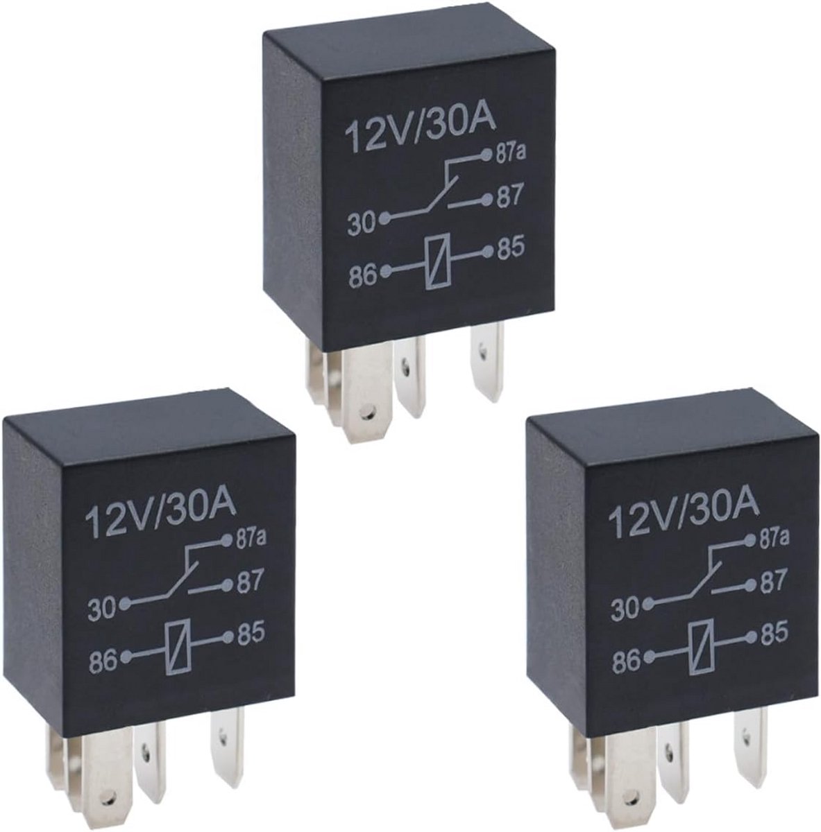 3-pack 12V 30A 5-pins SPDT auto relais voor diverse voertuigen en accessoires