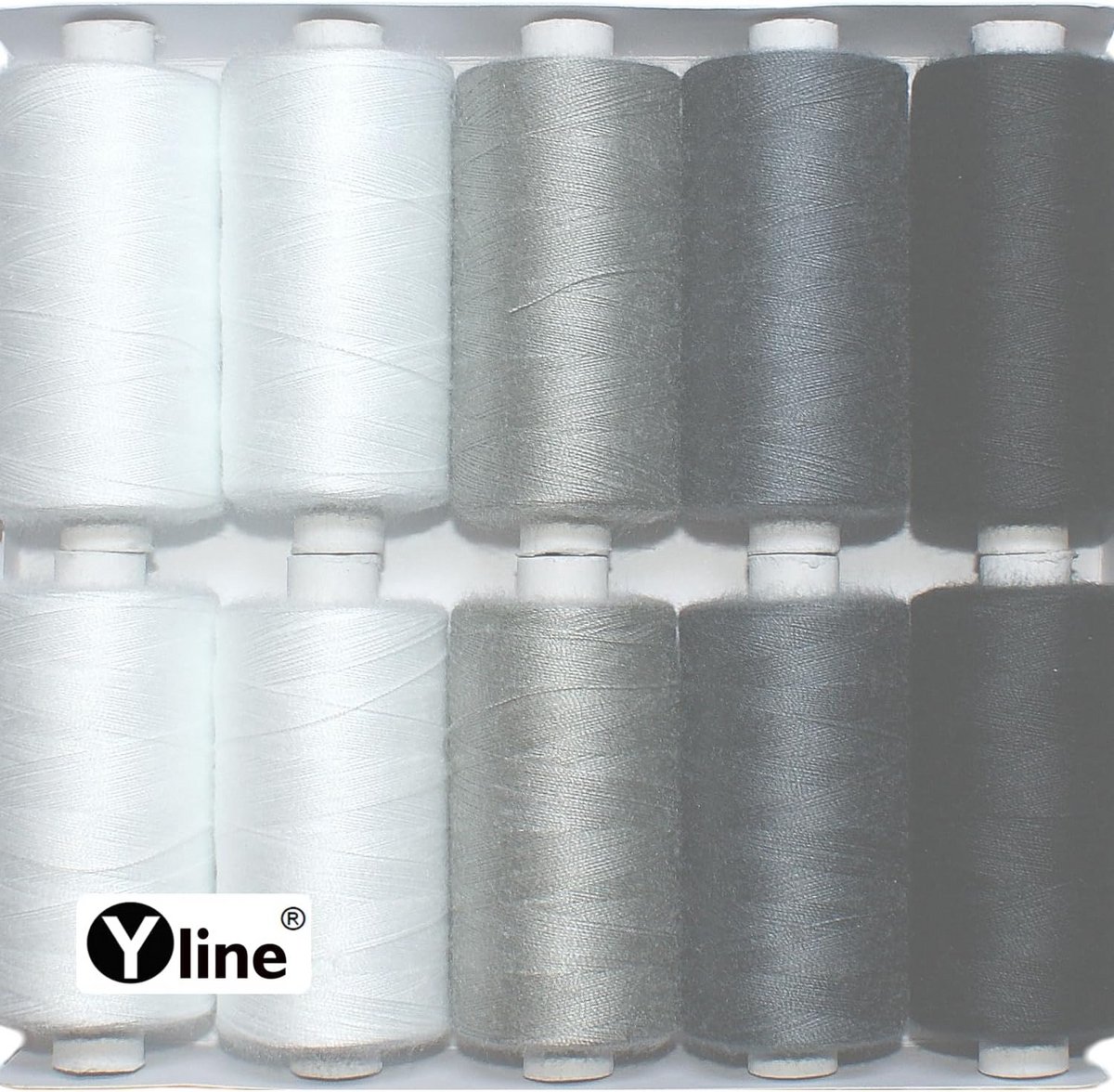 Set Naaigaren Polyester Wit Zwart Grijs voor Naaimachine 10 Spoelen 500m