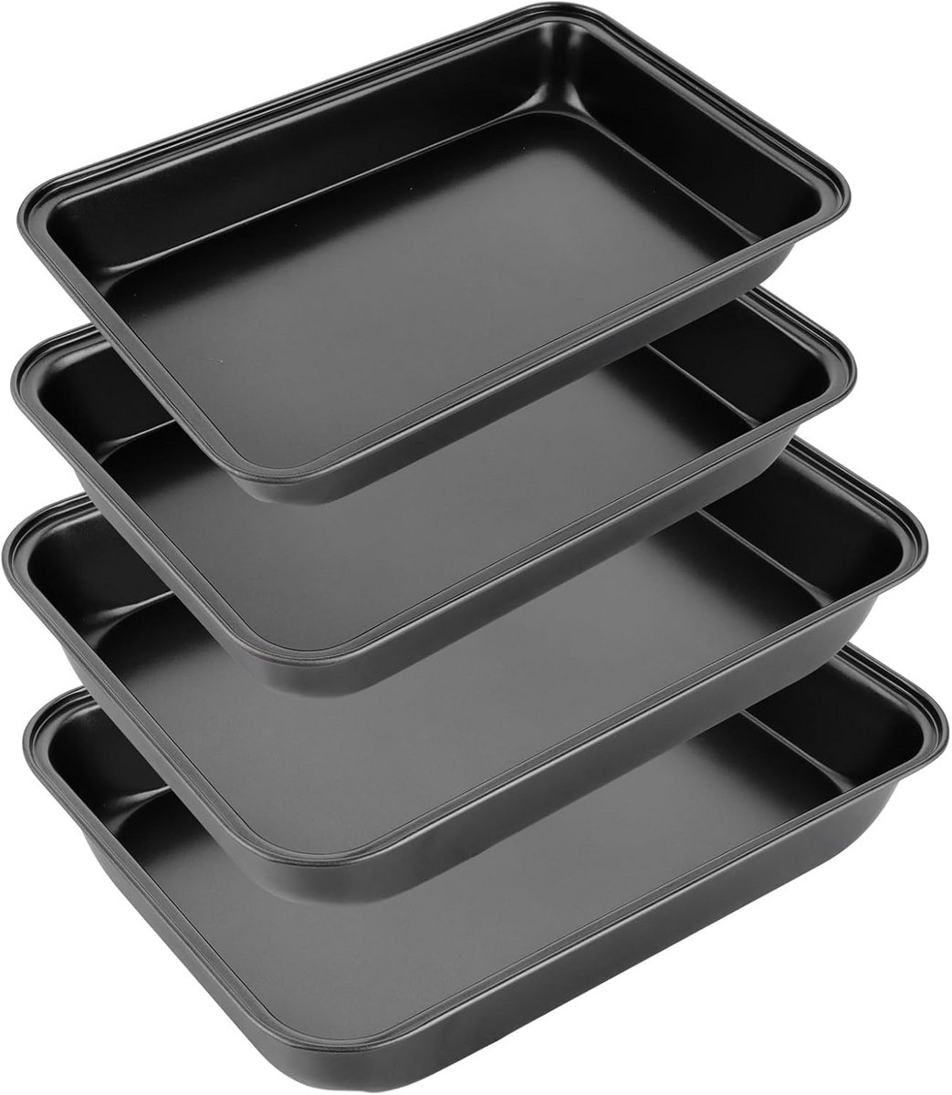 Set van 4 Rechthoekige Ovenschalen in 3 Maten - Koolstofstaal met Antiaanbaklaag
