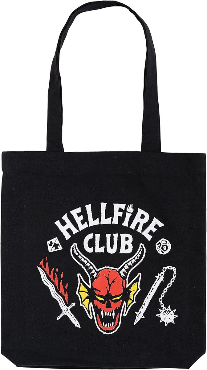 Katoenen Tote Bag met Hellfire Club Print - Stevige Draagtas
