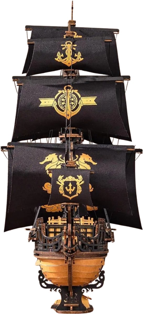 HHHK - Houten 3D Puzzel Piratenschip - 3d Puzzel Hout - 3d Puzzle - Boot - Bouwpakketten Volwassenen - Houten Puzzel - Puzzel — afbeelding 2