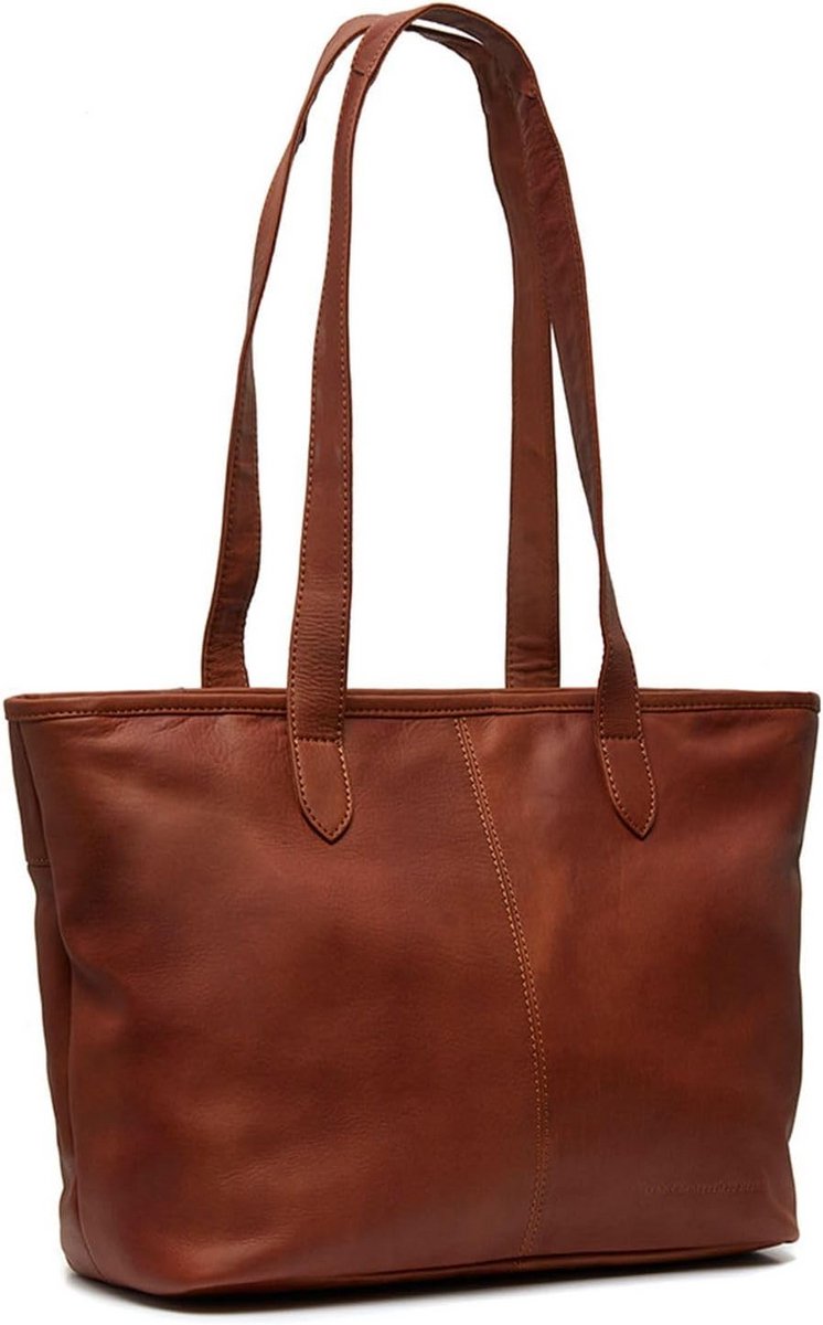 Leren Shopper Cognac - Grote Dames Handtas met Vakken
