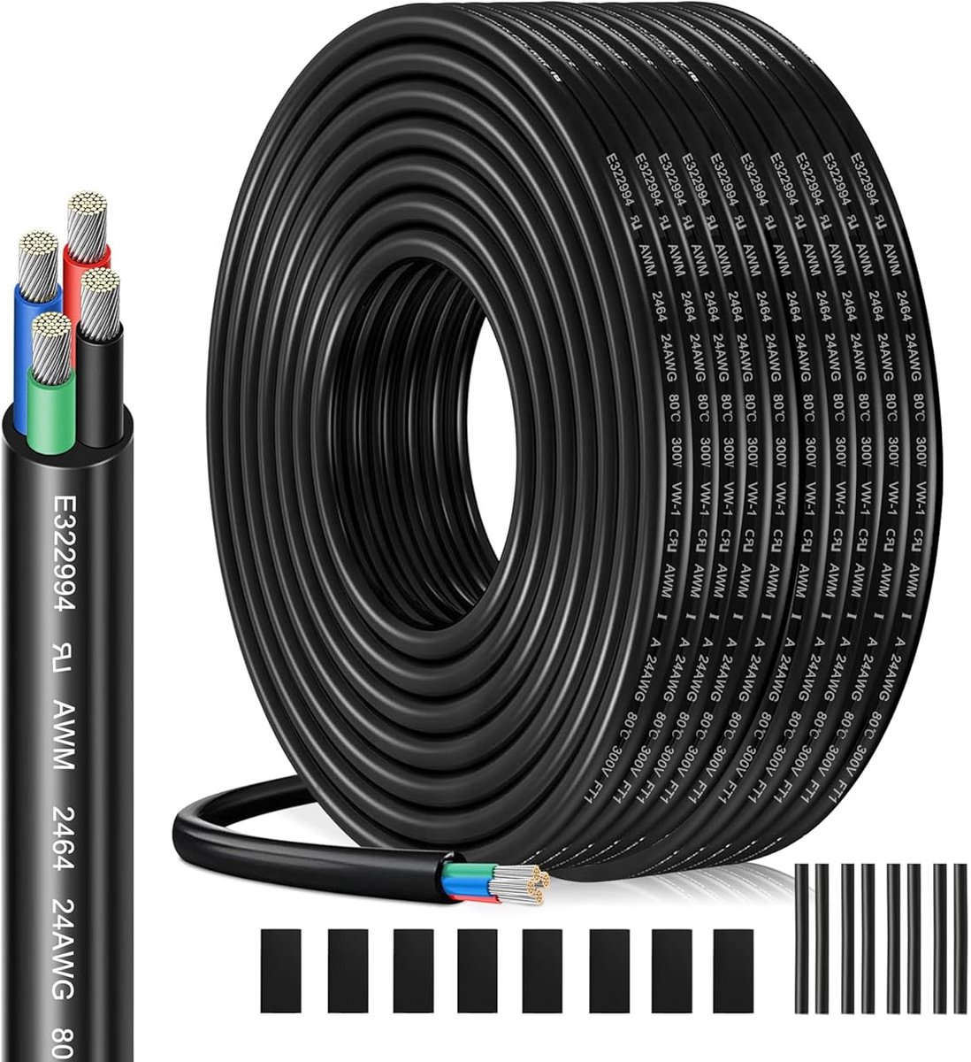 4-aderige Elektriciteitsdraad 20 Meter - 0.23mm² Dunne Snoer voor LED Verlichting en Buitenapparatuur