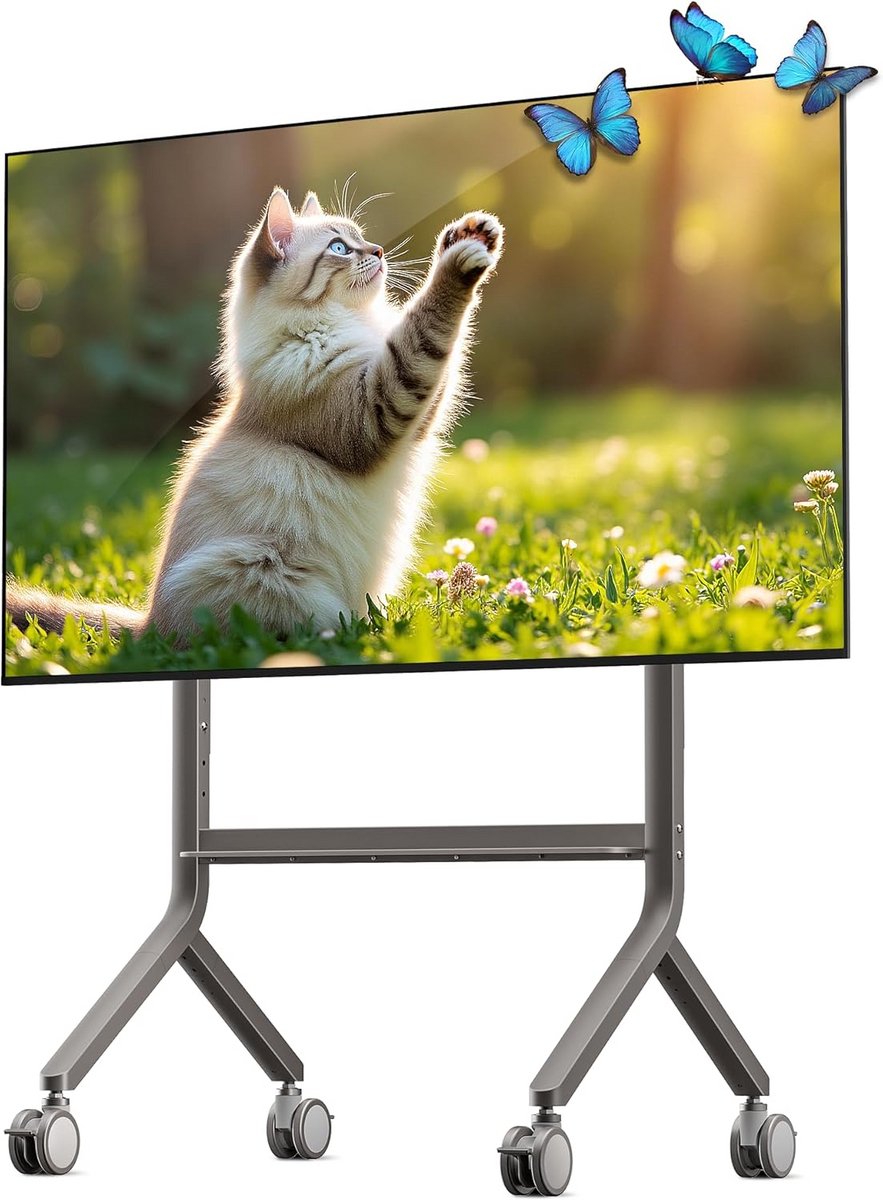 In hoogte Verstelbare Mobiele TV Standaard op Wielen tot 90 Inch