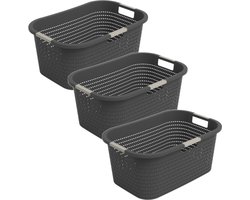 Rotho Country wasmand - set van 3 - 40 ltr - antraciet