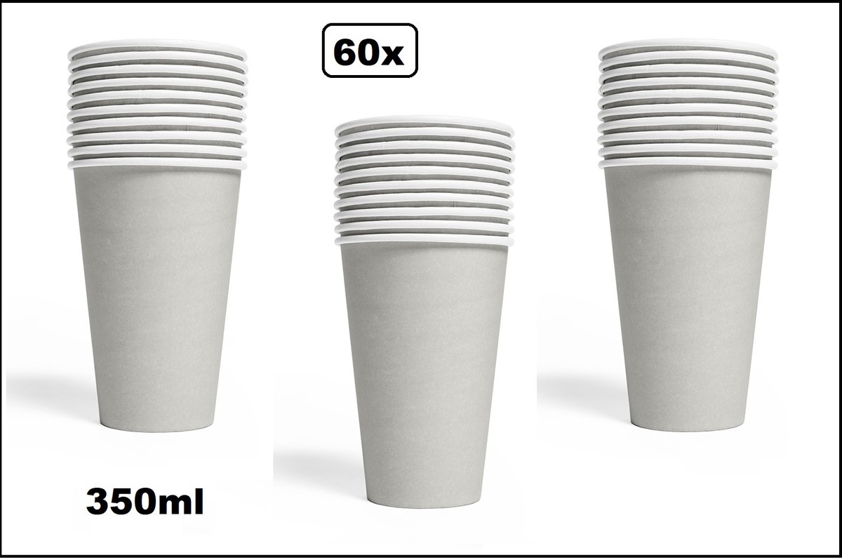 60x Mega beker zilver karton 350ml - Drinken drank limonade
