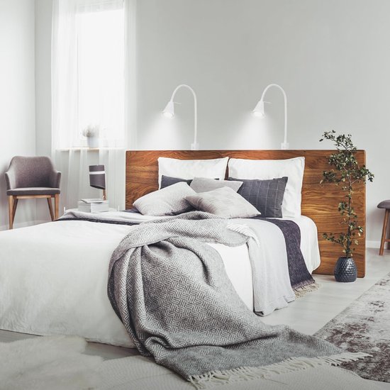 Florixa® Bedlampjes Hoofdbord - Leeslamp - Nachtlampje - Wit - ‎41cm x 22cm x 41cm van Merkloos — afbeelding 3