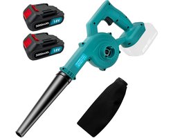 Draadloze bladblazer van 18V, maximale snelheid 290 km/u (turbostand), borstelloze motor, ergonomisch ontwerp voor oprit en tuin, inclusief twee 18V 3000mAh accu's.