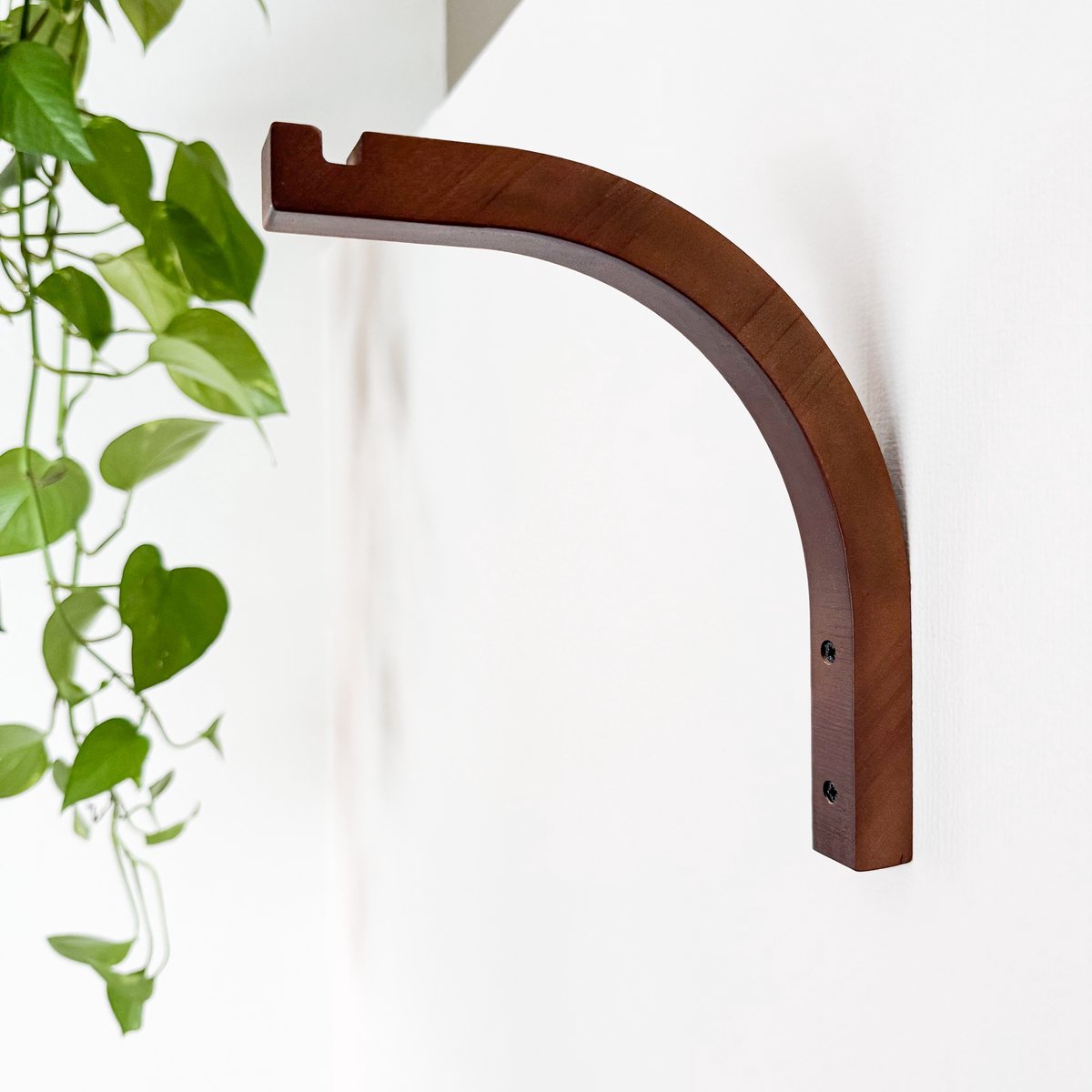 WallWood - Wanddrager hout gebogen - plantenhanger - set van 2 - bruin