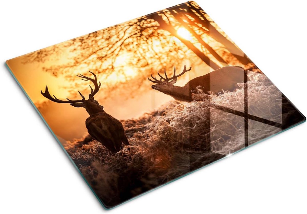 Snijplank en Spatwand van Gehard Glas 60x52 cm met Hertenprint