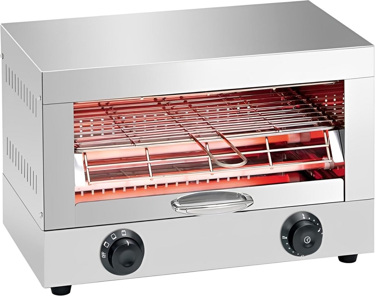 Professionele RVS Broodtoaster & Grille - Horeca Kwaliteit met Timer
