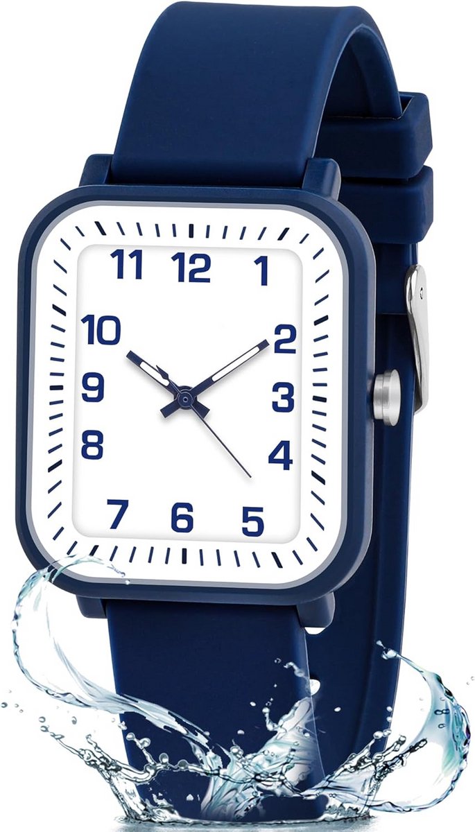 Kinderhorloge Analoog Waterdicht met Zachte Siliconen Band voor Jongens en Meisjes (5-15 jaar)