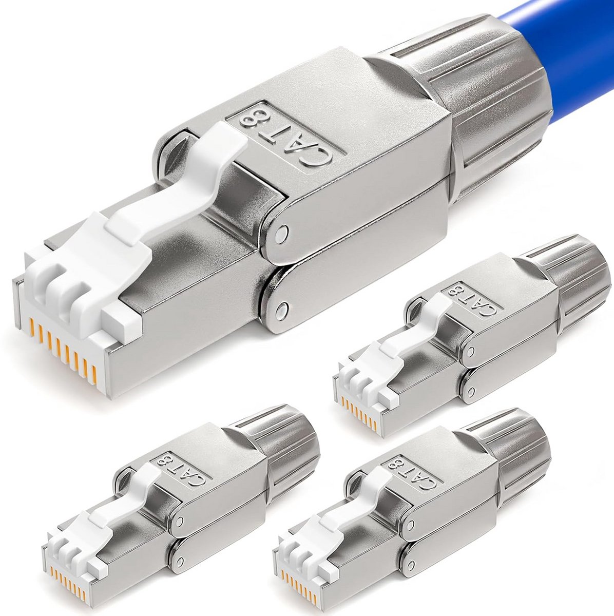4x CAT.8 RJ-45 Netwerkstekker zonder Gereedschap - Geschikt voor CAT8, CAT7, CAT6a LAN Installatie