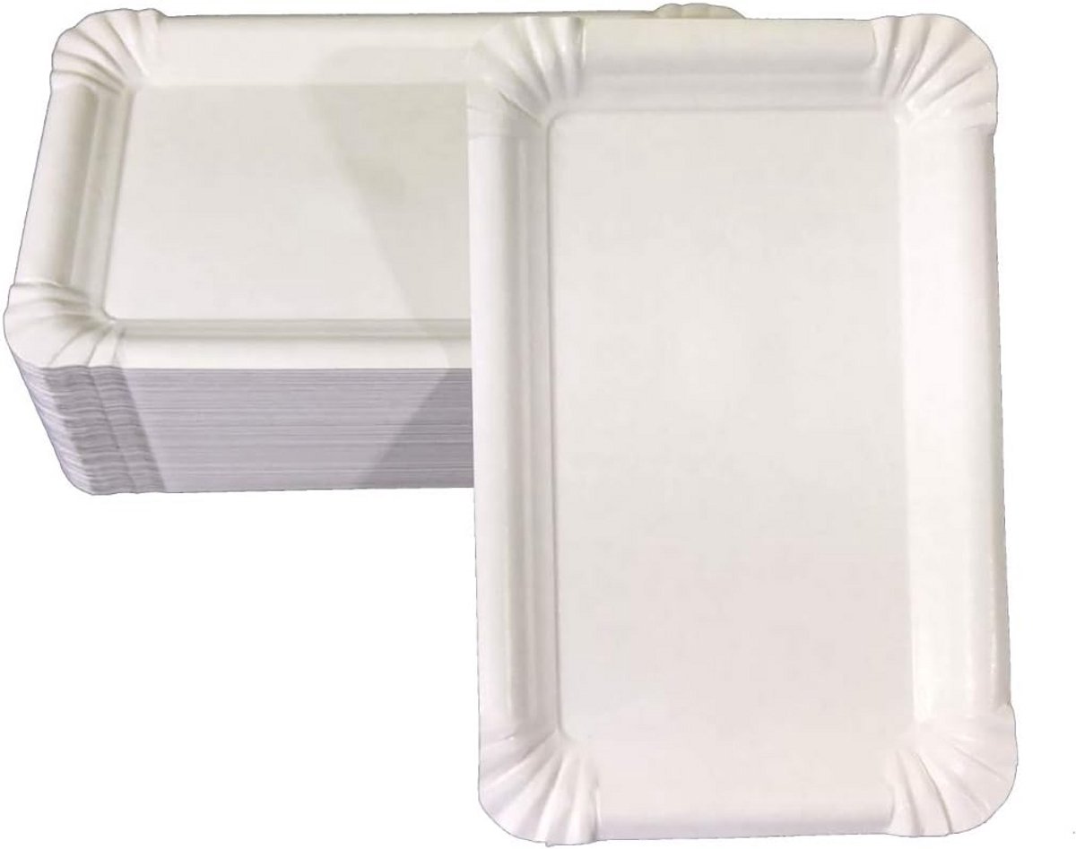 100 Witte Rechthoekige Wegwerpservetten - 13x20 cm - Sterk & Platte Borden