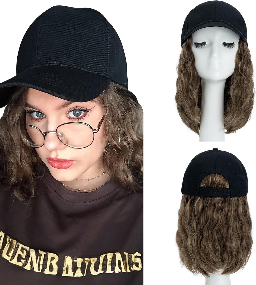 Cap met Haarverlenging 20 cm Golfjes Blond #85P613 - Haarstuk met Honkbalpet