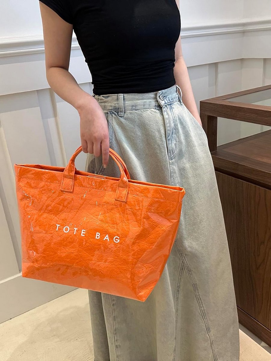 Grote shopper tas met handvat en letterprint voor dames