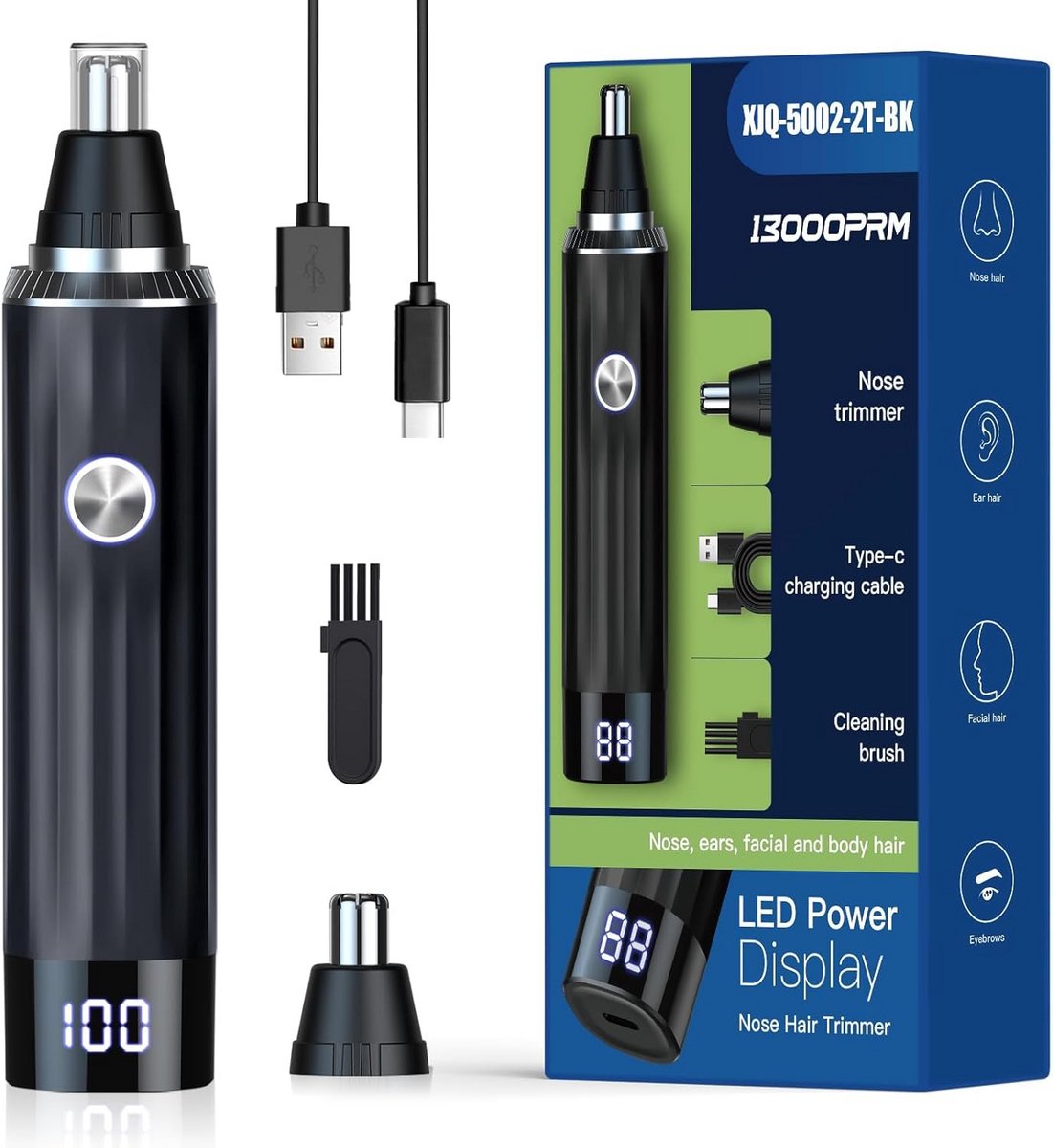 Multifunctionele Neus- en Oortrimmer met LED-Display, USB Oplaadbaar