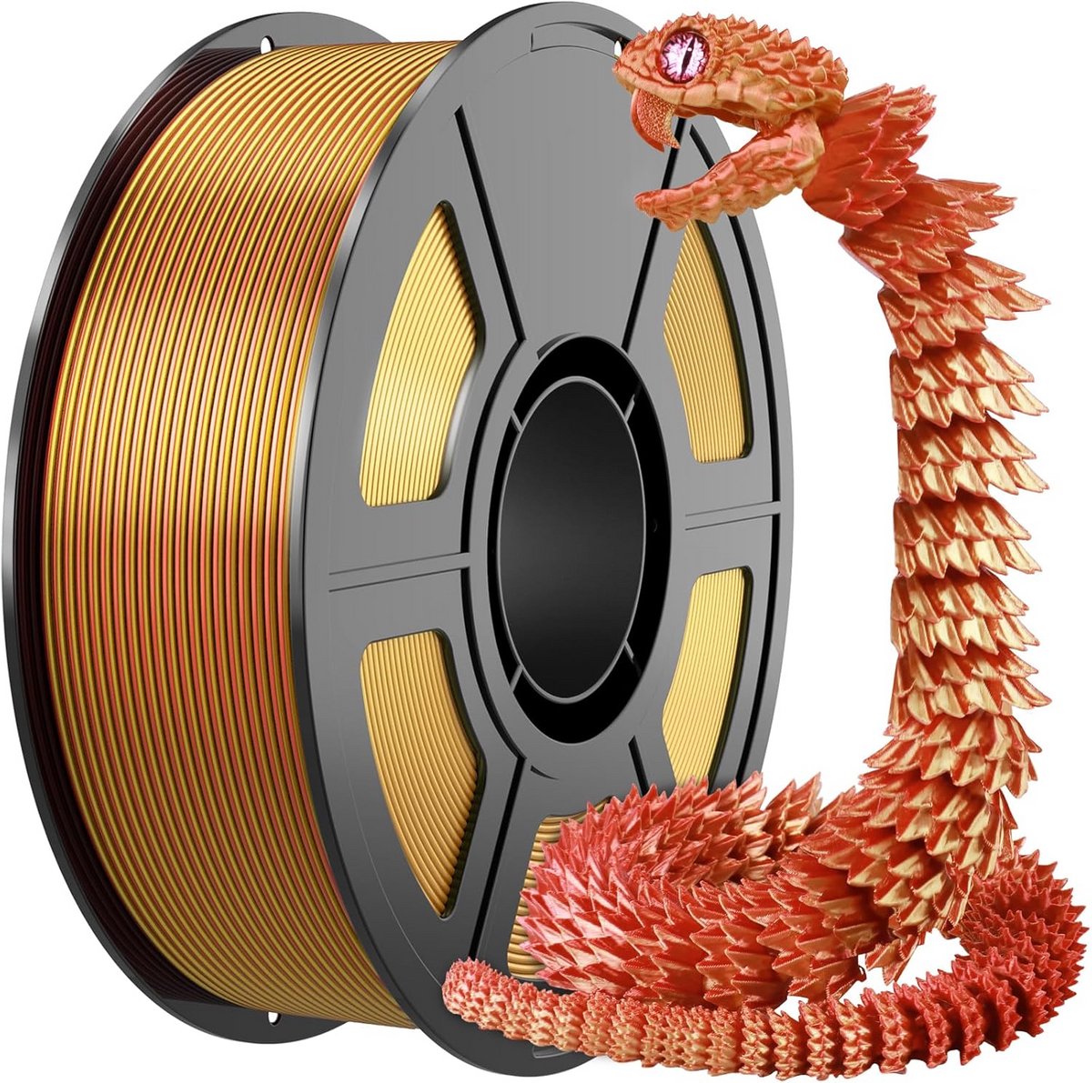Zijde PLA 3D Printer Filament Goud Rood Dubbele Kleur 1.75mm Glanzend