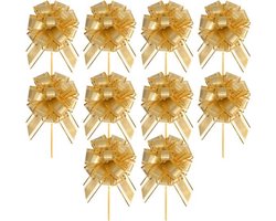 Grote Organza Kerst Trek Strikken - Xmas Manden - Geel Linten Strikken