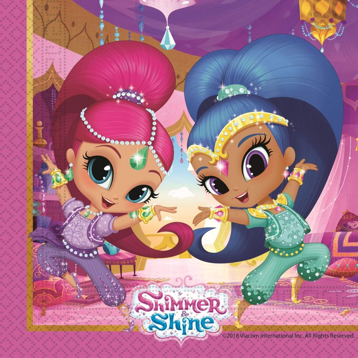 Servetten Kinderviering Roze Blauw Shimmer Glitter Thema 20 Stuks
