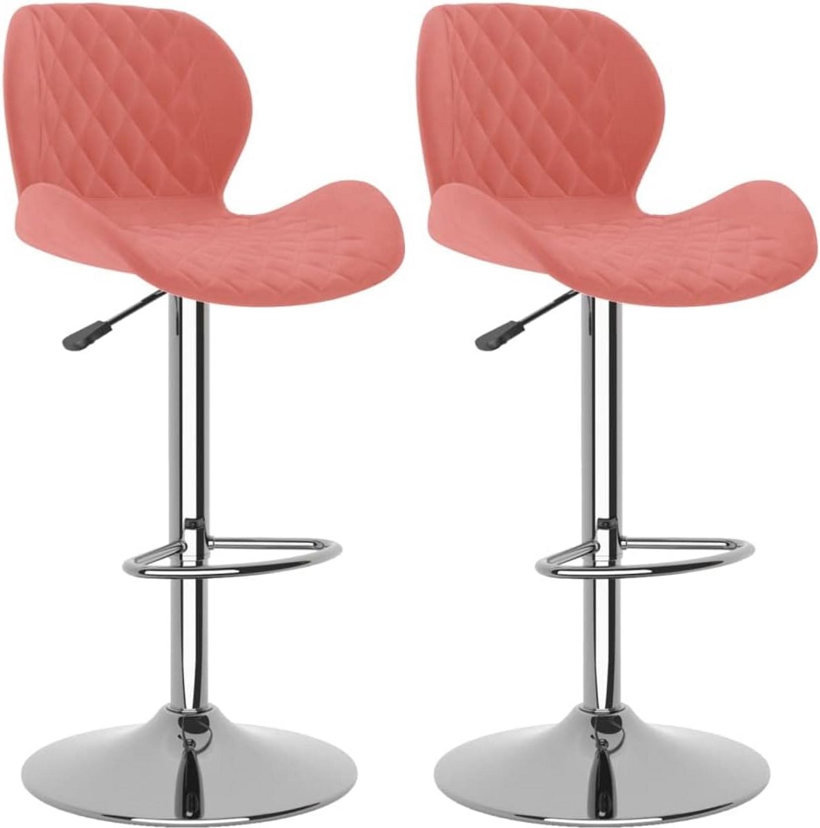 Set van 2 Barstoelen Roze Fluweel - In Hoogte Verstelbaar en Draaibaar