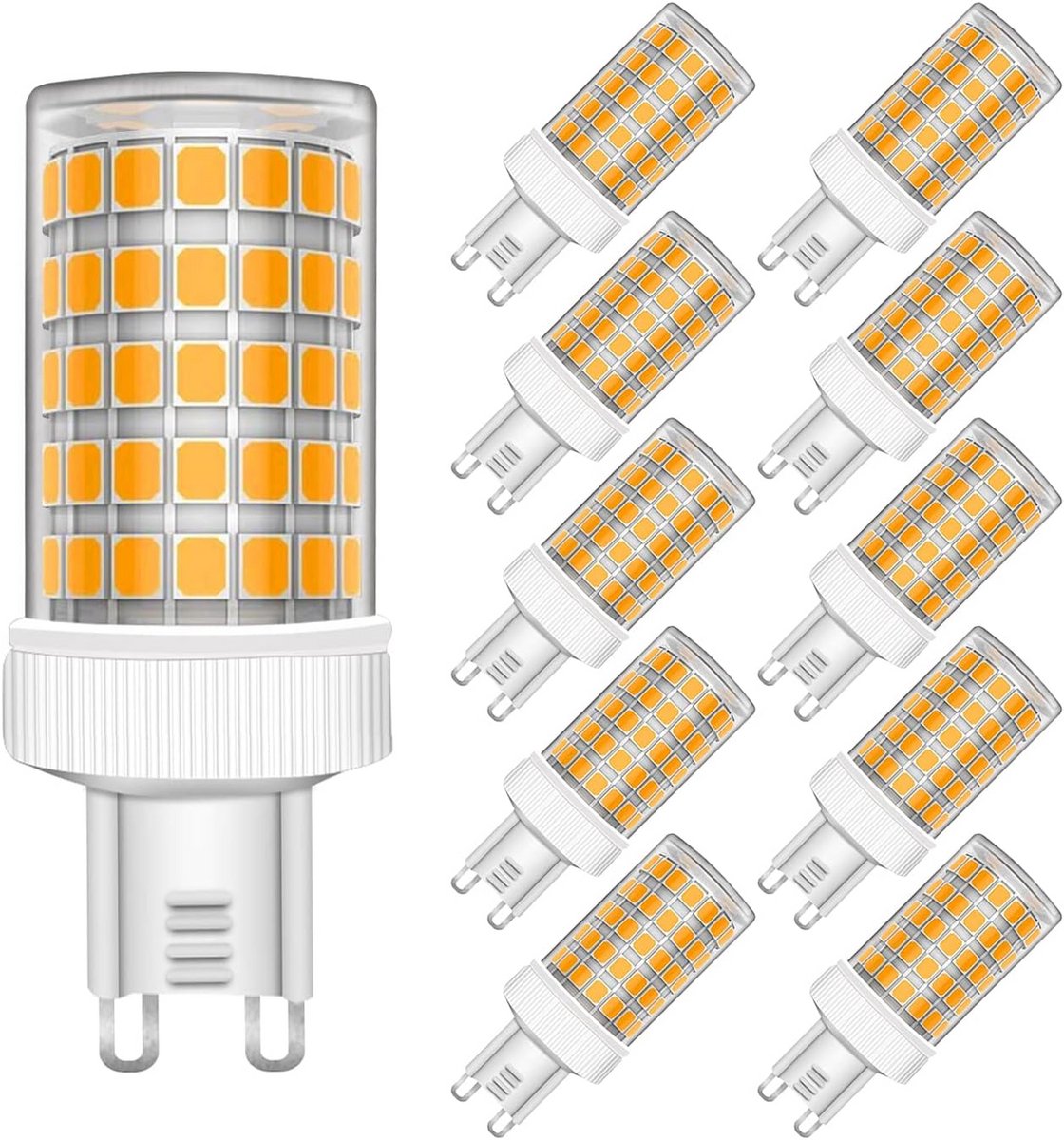 Set van 10 G9 LED Lampen 10W Warm Wit 3000K 800lm Vervangt 80W