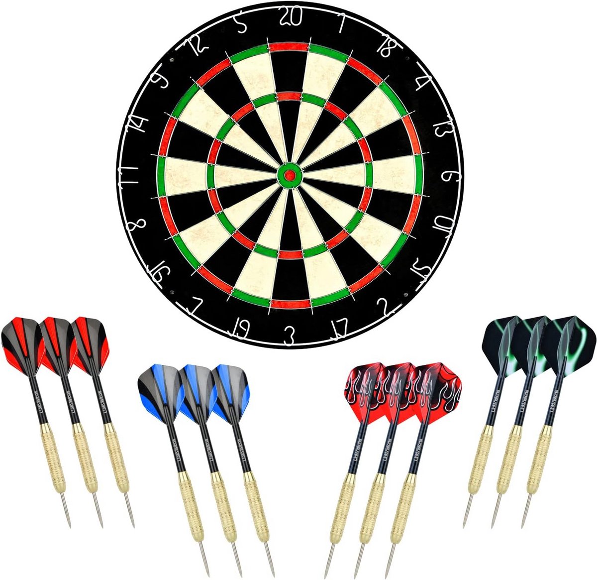 Professioneel Steeltip Dartbord met 18g Darts en Bevestigingsmateriaal