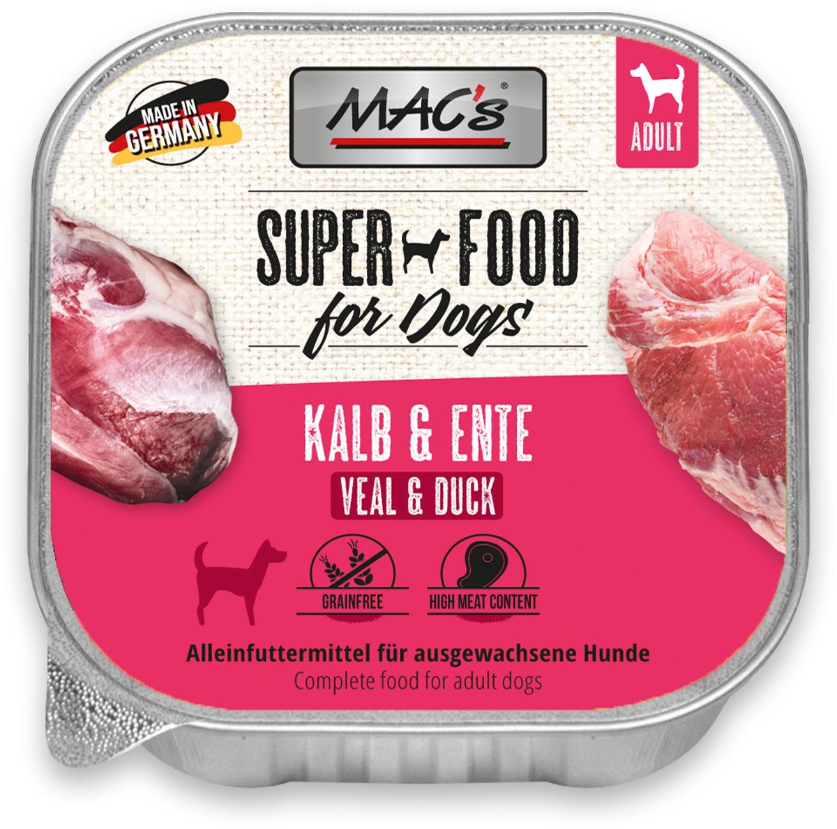 MACs MACS DOG Kalfsvlees & Eend 10 x 150g - hoog vers vleesgehalte 99%