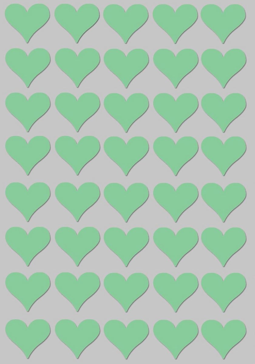 400 Stuks Pastel Groene Hart Stickers 19mm Decoratief voor Knutselen en Versieren