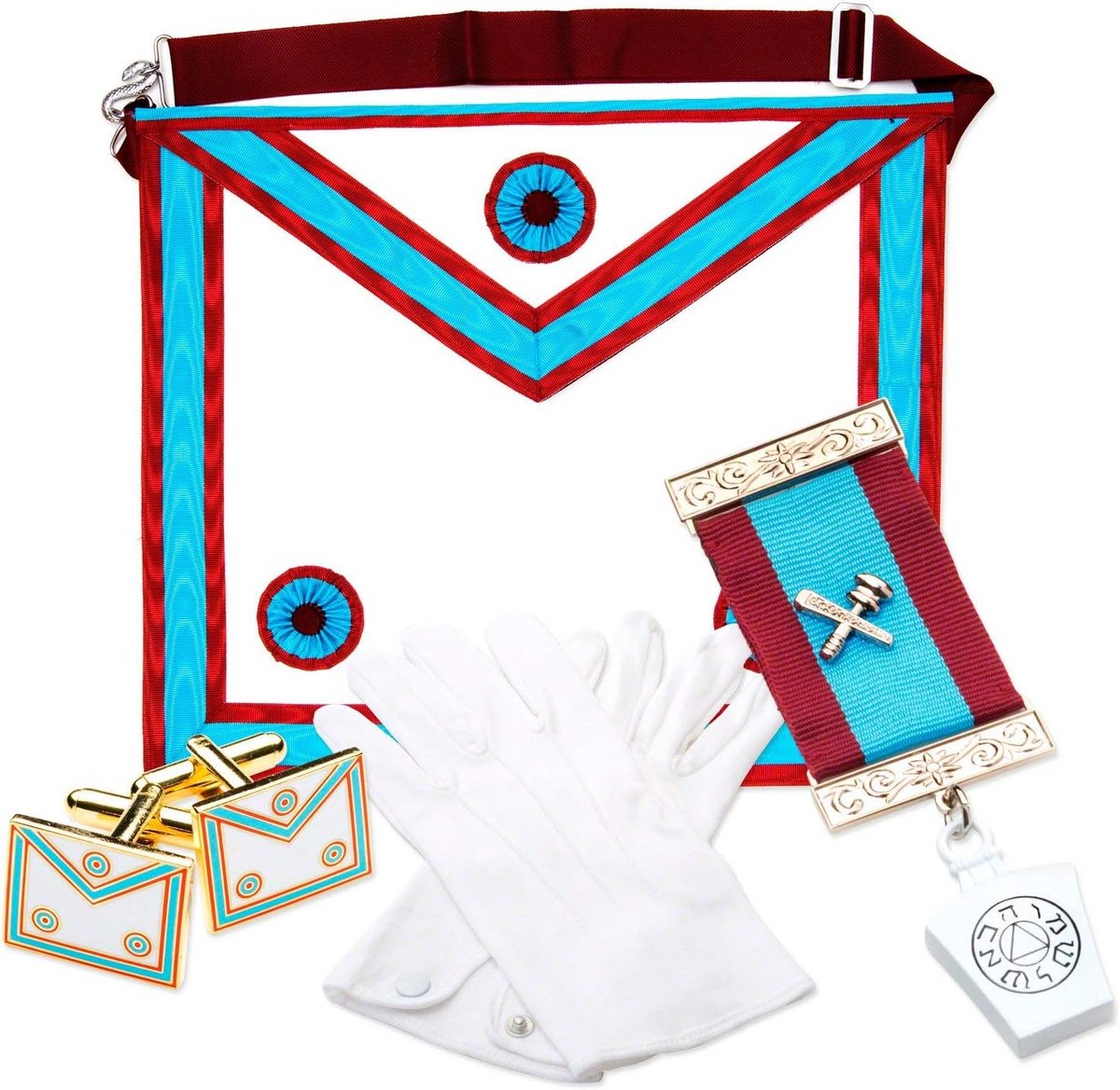 Mark Master Masons Schort Set Imitatieleer met Handschoenen en Accessoires Vrijmetselarij