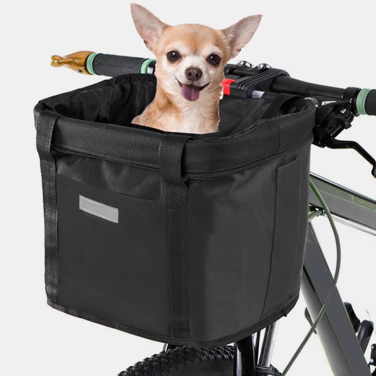 RONN® Hondenfietsmand - Fietstas Hond - Hondenfietsmand Afneembaar - tot 5Kg - Zwart - 34cm x 34cm x 24cm
