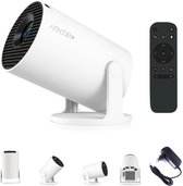 AFINTEK Smart Mini Beamer - Android 11 - 4K Ondersteuning - Netflix & YouTube - Automatische Keystone Correctie - WiFi & Bluetooth - Ingebouwde Chromecast - Wit