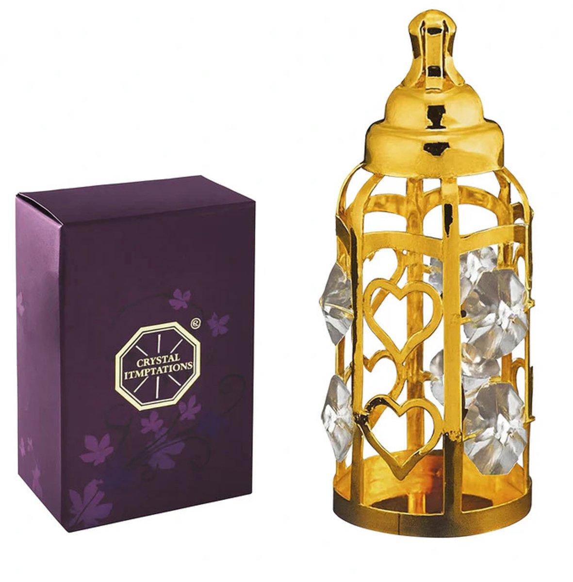 Speenfles met Swarovski kristallen 24k goud verguld