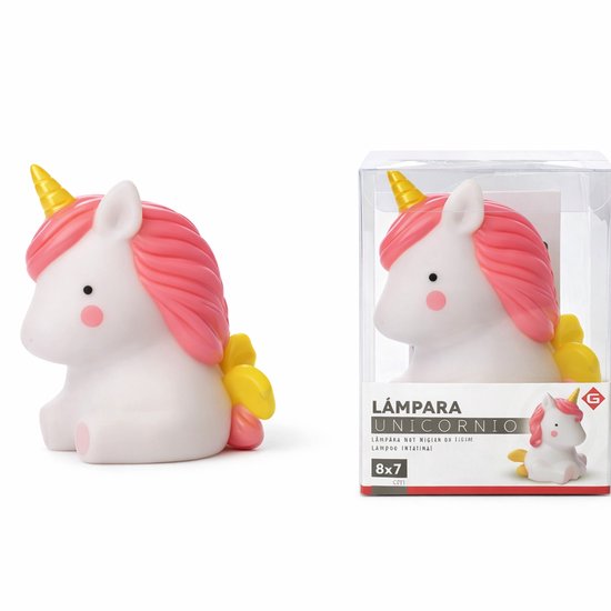EasyMart Unicorn Nachtlampje Kinderen 8 x 7 CM - LED Nachtlamp Eenhoorn - Zacht Licht - Kinderkamer Decoratie - Batterij - Roze/Wit van Merkloos — afbeelding 5