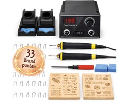 AirLux Houtbrander set - Digitaal Display met 2 Pennen en 33 Draadpunten - XXL Set - Pyrografie - Houtbranderset - Pyrography - Pen - voor Hout - voor Hobby