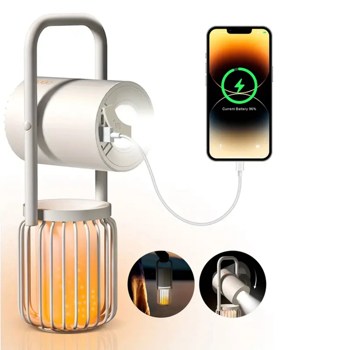 4-in-1 oplaadbare kampeerlantaarn – Bluetooth + powerbank – IPX5 waterdicht (zwart)-Belle's product