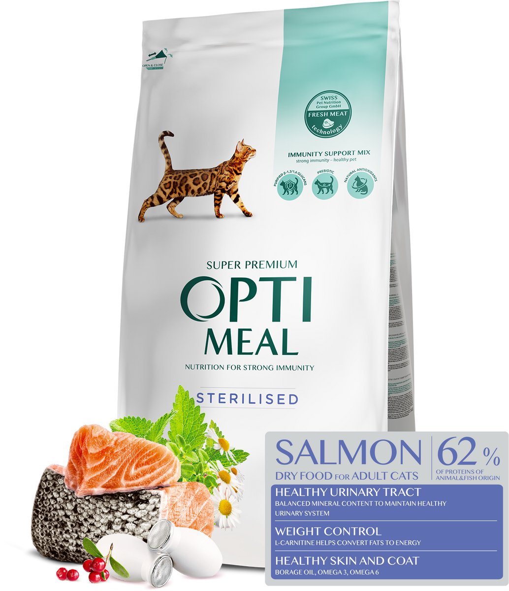 Optimeal gesteriliseerde katten droogvoer met zalm - 10kg