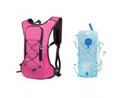 Reisrugzak - Buitensportrugzak - Hydratatierugzak - wandelrugzak - met 2L waterzak - sportrugzak - ademende ultralichte fietsrugzak - hardlooprugzak - voor wandelen , klimmen , fietsen , hardlopen , kamperen - 43*28 cm - roze