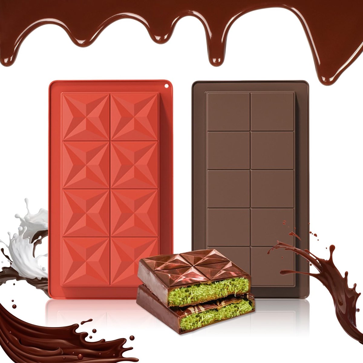 Allecto - Chocoladevorm - Silicone - Dubai - 2 delig - Non-stick - Food grade siliconen - Chocolade - Snoep - Geschikt voor kinderen - Bruin - Rond...