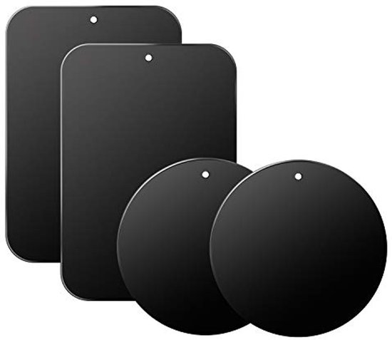 4x Metalen plaatjes telefoon - Zelfklevend - Telefoonhouder - Plaatjes set voor magneet - Houder voor telefoon - Magnetisch - Zwart - Metaal - Smartphone magneet - Platen auto houder - Jonyx