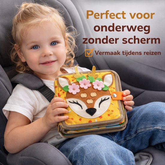 Montessori Activiteitenboek Voor Peuters - Activiteiten Boek - Speelgoed 2 Jaar - Busy Board - Educatief Speelgoed 1 Jaar - Motoriek - Reisboek - Speelgoed - Educatief - Montessori - Bezigheid Voor VakantieBussy Board Kleine Hertjes Stoffen van Merkloos — afbeelding 5