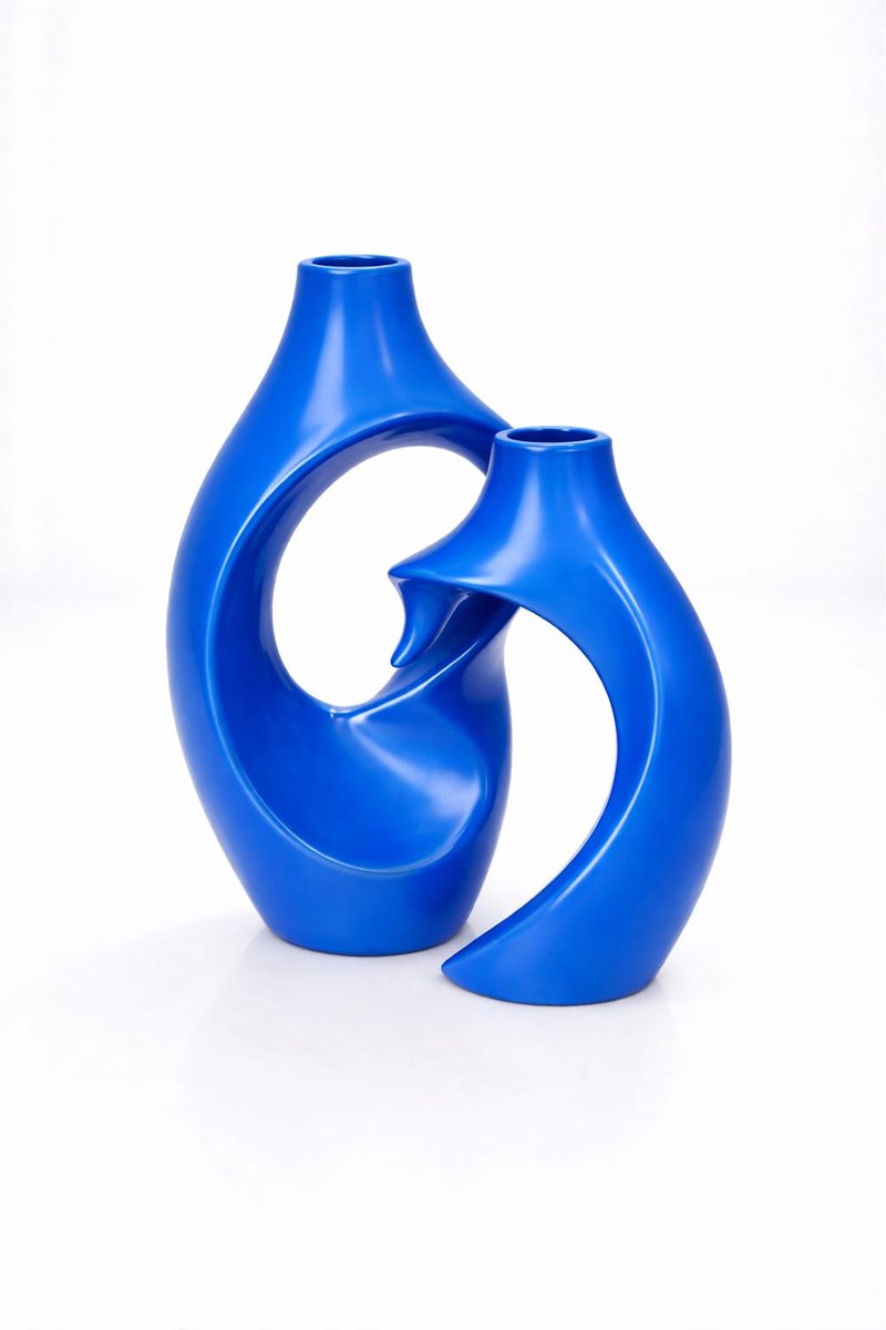 QORVANE Home - Abstracte siervazen - set van 2 - Blauw