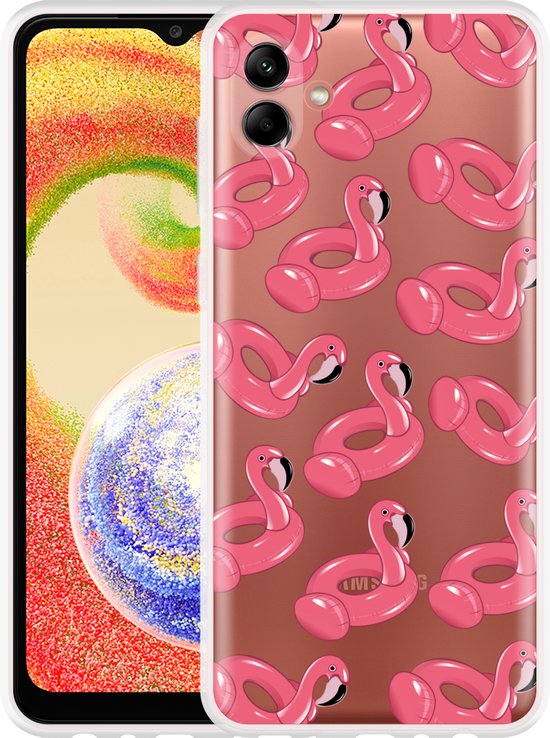 Samsung Inflatable Samsung Galaxy A04 Hoesje Inflatable Flamingos - Designed by Cazy | bol.com