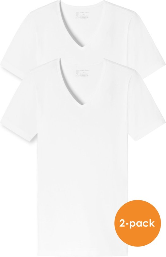 SCHIESSER 95/5 T-shirts (2-pack) - V-hals - wit -  Maat:
