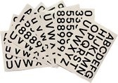 plakletters + cijfers zwart - hoogte letters 2 cm - breed 1 cm