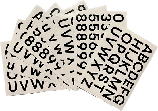 lettres + chiffres adhésifs noir - hauteur lettres 2 cm - largeur
