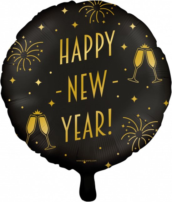 Heliumballong Happy New Year Flaska Guld Inkl helium main image 1