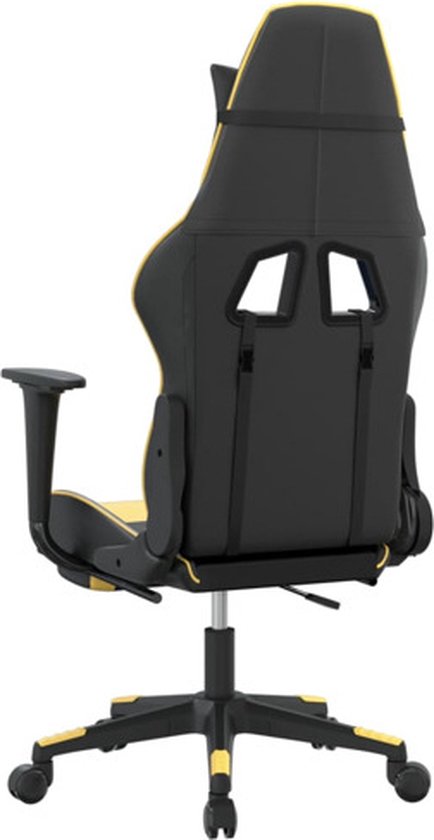 vidaXL Chaise de jeu de Massage avec repose-pieds Cuir artificiel Noir/Or